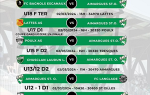 Rencontres Jeunes et Féminines - SAMEDI 2 et DIMANCHE 3/03/2024